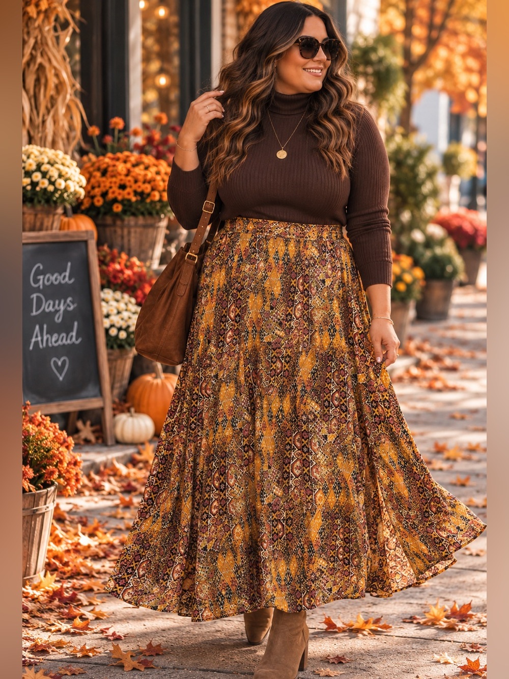 Boho Lane Bryant Plus Size Maxi Skirt Gypsy Geometric Print Flowy Fall Photos